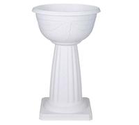 HOMION Pedestal Flower Plant Pot Planter 40cm White Jardinière Round Planter Pot Venetian Plastic Garden Bowl Free Standing