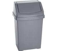 HOMION Plastic swing bin waste rubbish flip top lid recycling Containers dustbin (Grey/Silver, 50l swing bin)