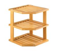 HOMION Plate rack 3 Tier Corner Shelf Unit Cupboard Organizer Shelf Storage Space Saver Unit Tidy Free Standing Bathroom Desktop Space Saving Idea Caravan Camping Multi Tier Plates Organizer