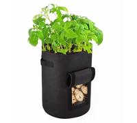 HOMION Potato Grow Bag Plant Bags Breathable Garden Growing Bag Planting Tomato Fabric Pots with Strap Handles and Access Flap for Vegetables, Fruits Home Grow Bag (2 Pack Black, 10 Galon)