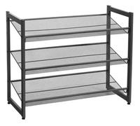 HOMION Shoe Rack 3 Tier Stackable Shoe Storage Shelf Flat or Angled Shoe Organizer Metal Shoe Tower Stand for Closet Entryway Mesh Top Black