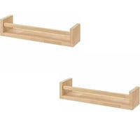 HOMION Spice Jar Rack Natural Wood Wall mounted spice jar racks multi use book shelf kids shelf kitchen bathroom (2)