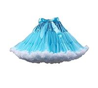 Homipooty Women's Elastic Waist Tulle Petticoat Tutu Party Multi-Layer Puffy Cosplay Skirt Underskirt, Length 40cm, Waist 56-100cm Blue white