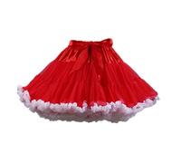 Homipooty Women's Elastic Waist Tulle Petticoat Tutu Party Multi-Layer Puffy Cosplay Skirt Underskirt, Length 40cm, Waist 56-100cm Red white