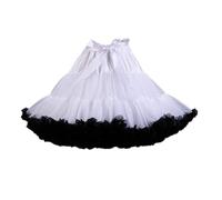 Homipooty Women's Elastic Waist Tulle Petticoat Tutu Party Multi-Layer Puffy Cosplay Skirt Underskirt, Length 40cm, Waist 56-100cm White black