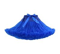 Homipooty Women's Elastic Waist Tulle Petticoat Tutu Party Multi-Layer Puffy Cosplay Skirt Underskirt, Length 40cm, Waist 56-100cm Royal blue