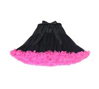 Homipooty Women's Elastic Waist Tulle Petticoat Tutu Party Multi-Layer Puffy Cosplay Skirt Underskirt, Length 40cm, Waist 56-100cm Black rose