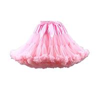 Homipooty Women's Elastic Waist Tulle Petticoat Tutu Party Multi-Layer Puffy Cosplay Skirt Underskirt, Length 40cm, Waist 56-100cm Pink