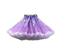 Homipooty Women's Elastic Waist Tulle Petticoat Tutu Party Multi-Layer Puffy Cosplay Skirt Underskirt, Length 40cm, Waist 56-100cm Purple white