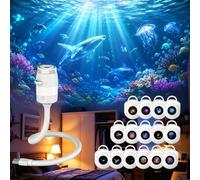Homipoper Galaxy Projector, Ocean Projector, Star Projector Night Light USB | Plug and Play HD Star Projector, 12 HD Projection Cards, 360° Gooseneck USB, Warm Yellow Night Light