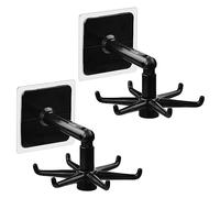 Homirty 360° Rotating Kitchen Utensil Hook,2Pcs Utensil Holder Wall Hook,Rotating Under Shelf Hooks with 6 Claws,No Drill Stick On Hook,for Kitchen Bathroom Wardrobe