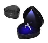Homirty Heart Shape Ring Box with LED Light, Jewelry Display Gift Box, Wedding Ring Boxes, Auto Lighted Up Earring Ring Case, Luxury Ring Boxes for Proposal Engagement Wedding, Starry Night Black