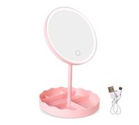 Homirty Makeup Mirror with Lights, [3 Color LED Daylight] Dimmable, 90° Tiltable [Rechargeable Vanity Mirror] with Touch Sensor