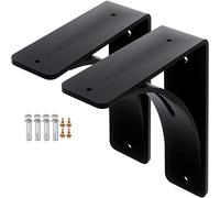 HomiShare 2Pcs Heavy Duty Shelf Brackets 4 x 5 x 1.5", Steel Brackets 450lbs Load Capacity, Triangle Support Mantel Brackets , DIY Metal Shelf Brackets Matte Black