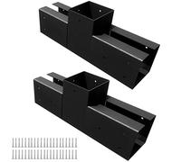 HomiShare 4"x 4" Pergola Brackets, 2Pcs Steel 3-Way Flat Angle Corner Bracket, Heavy Duty Black Powder Coated Pergola Kit for Gazebo 4"x 4" (Actual: 3.5x3.5 Inch) Lumber