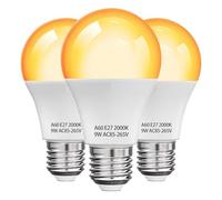 HomiShine 2000K E27 Amber Warm Light Bulb GLS A60 ES Screw in Bulb, 9W (60W Equivalent) Blue Light Blocking Warm Light Bulbs for Healthy Sleep, Bedroom, Nursery, Energy Saving, 3 Pack