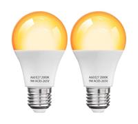 HomiShine 2000K LED Amber Warm Light Bulb GLS A60 ES E27 Screw in Bulb, 9W (60W Equivalent) Blue Light Blocking Warm Light for Healthy Sleep, Bedroom, Nursery, Energy Saving, 2 Pack