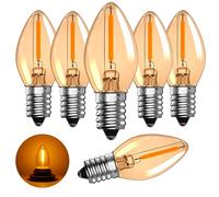 HomiShine E14 LED Light Bulb 0.5W, C7 SES Small Screw Edison Candle Bulbs, 2200K Ultra Warm White Amber Night Light Bulb for Salt Lamp, Vintage Decorative Lighting, 6 Pack