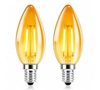 HomiShine E14 LED Vintage Candle Light Bulb, 2W C35 Candle Bulb SES Small Edison Screw Bulb, Retro 2200K Warm White Amber Light, 20W Equivalent LED Filament Bulb for Chandelier, Non-Dimmable, 2 Pack