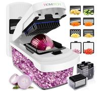 HOMITCH Pro Series Vegetable Chopper, 8 in 1 Veg Chopper and Dicer with Onion Dicer, Julienne Cutter, Vegetable Slicer, Cheese Grater, Multifunctional Vegetable Cutter-1.8L Container (White)