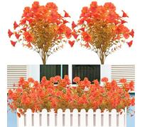 Homithley Artificial Flowers for Outdoor Autumn Decoration 12 Bundles Eucalyptus Silk Morning Glory Faux Flower UV Resistant Orange Flowers for Outside Porch Patio Yard Window Box Pot Planters Decor