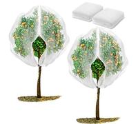 Homiton 2 Pack Fruit Tree Netting Bags with Zipper and Drawstring, 6 x 6ft Ultra Fine Mesh Garden Netting Plant Cover, Bird Netting for Blueberry Bushes, Fruit Trees, Flowers (White, 6 x 6 ft)