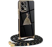 HomiTunky Mobile Phone Chain Case Compatible with Vivo Y76 5G/Vivo Y76s with Strap, Ultra Thin Camera Protection, Butterfly Girl Design, Electroplating TPU Silicone Protective Case, Cord for Hanging