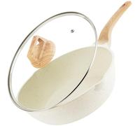 Homiu 28cm Non-Stick Deep Frying Pan with Lid for Induction, Gas, Ceramic & Electric Hobs - Lightweight Pan for Eggs, Pancakes, Omelettes & Everyday Cooking (White, 28cm)