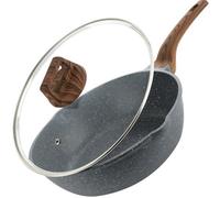 Homiu 28Cm Non-Stick Lightweight Deep Frying Pan With Glass Lid For Induction, Gas, Ceramic & Electric Hobs, Dark Grey