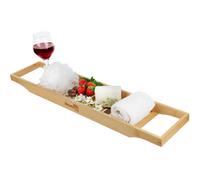 Homiu Bamboo Bath Caddy Tray Bridge Natural Brown Bathtub Tray Rack Tidy Bathroom Shelf Organizer Storage