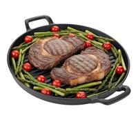 Homiu Cast Iron Griddle Pan | Non-Stick Pre-Seasoned 12 Inch for Home Cooking Indoor Outdoor BBQ | Suitable Gas Hob, Electric, Induction, Ceramic, Stove, Halogen, Campfire, Oven & BBQ Griddle Pan