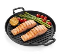 Homiu Cast Iron Griddle Pan | Pre-Seasoned Non-Stick Griddle Plate with Handles | Indoor Outdoor | Suitable for Gas Hob, Electric, Induction, Ceramic, Stove, Halogen, Campfire, Oven, BBQ - 31cm Round