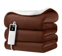 Homiu Electric Heated Throw, Energy-Efficient Sherpa & Fleece Blanket 9 Heat Settings & Timer Auto Shut-Off & Overheat Protection