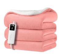 Homiu Electric Heated Throw, Energy-Efficient Sherpa & Fleece Blanket, 9 Heat Settings & Timer Auto Shut-Off & Overheat Protection