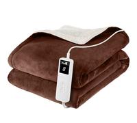 Homiu Electric Heated Throw - Luxury Soft Fleece & Sherpa Blanket for Sofa Bed | 9 Heat Settings & Timer | Fast Heat-Up | Auto Shut-Off & Overheat Protection | Energy Efficient & Machine Washable
