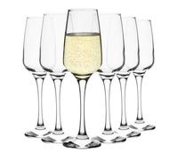Homiu Florence Champagne Flutes Set Of 6, 230 Ml, Crystal Clear Premium Decorative Drinking Glassware, Wine Prosecco Glasses