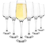 Homiu Florence Champagne Flutes Set | Set of 6 | 230 ML | Decorative Drinking Glassware Wine Prosecco Glasses | Dishwasher Safe | Florence Collection