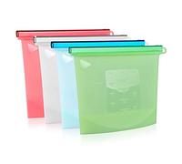 Homiu Food Storage Silicone Bags Leak Proof 4 Pack Reusable Multi-Functional Airtight Bags with Measuring Scale Environmentally Friendly