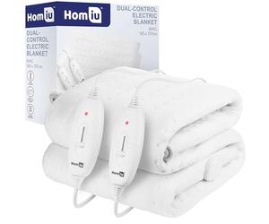 Homiu King Size Electric Blanket | Dual Control Premium Heated Fitted Mattress Underblanket Cover Bed Warmer Pad | 3 Heating Settings & Machine Washable | Overheat Protection Auto Shut | 137 X 165cm