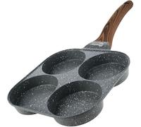 Homiu Non-Stick 4-Cup Egg Frying Pan for Induction, Gas, Ceramic & Electric Hobs, for Omelettes, Pancake & Fried Eggs, Heat-Resistant Handle (Dark Grey)
