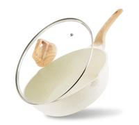 Homiu Non Stick Frying Pan, Skillet for Induction, Gas, Ceramic & Electric Hobs - Lightweight, Oven Safe Pan for Egg, Pancake, Omelette & Everyday Cooking Pots (White, 28cm Deep Frying Pan)