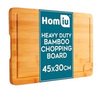 Homiu Premium Wooden Chopping Boards - Organic Large 45 x 30 x 2cm - Bamboo Cutting Board for Carving Meats Cheese Vegetables - Chopping Boards for Kitchens - Wooden Worktop Protector