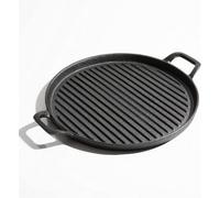 Homiu Round Cast Iron Griddle Pan, Pre-Seasoned 12 Inch Ideal For Gas, Electric, Induction, Ceramic, Halogen, Campfire, Bbq