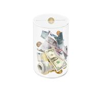 HOMJOY Clear Piggy Bank for Adults and Kids, See-Through Money Saving Box, Acrylic Smash Money Box, Durable Transparent Saving Jar (5.9" H x 3.54" D)