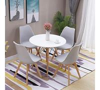 HomJoy Modern Design Dining Table and Chair Set, Grey Retro Lounge Chairs and 80cm Round Table (Grey * 4 + 80cm Table)