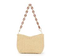 HomKuch Women's Summer Straw Crossbody Bag Summer Chic Woven Handbag Shoulder Purse with Chain