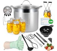 HOMKULA Stainless Steel Canning Pot with Rack and Lid, Large Water Bath Canner, Full Home Canning Supplies Starter Kit, Compatible with Induction and Glass Top Stoves (19L, Black) K4