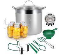 HOMKULA Water Bath Canning Pot with Rack and Lid, Steam Canner with Canning Supplies Starter Kit, 9 Pieces, Stainless Steel, Green (Induction/Glass Top Stove Compatible)