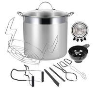 HOMKULA Water Bath Canning Pot with Rack and Lid, Steam Canner with Canning Supplies Starter Kit, 9 Pieces, Stainless Steel, Black (Induction/Glass Top Stove Compatible) K2