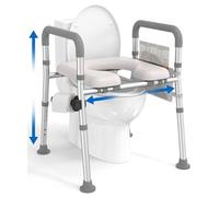 HOMLAND Raised Toilet Seat with Handles, Toilet Seat Riser for Seniors with Adjustable Height & Width, Handicap Elevated Toilet Seat for Elderly, Pregnant, Fit Any Toilet